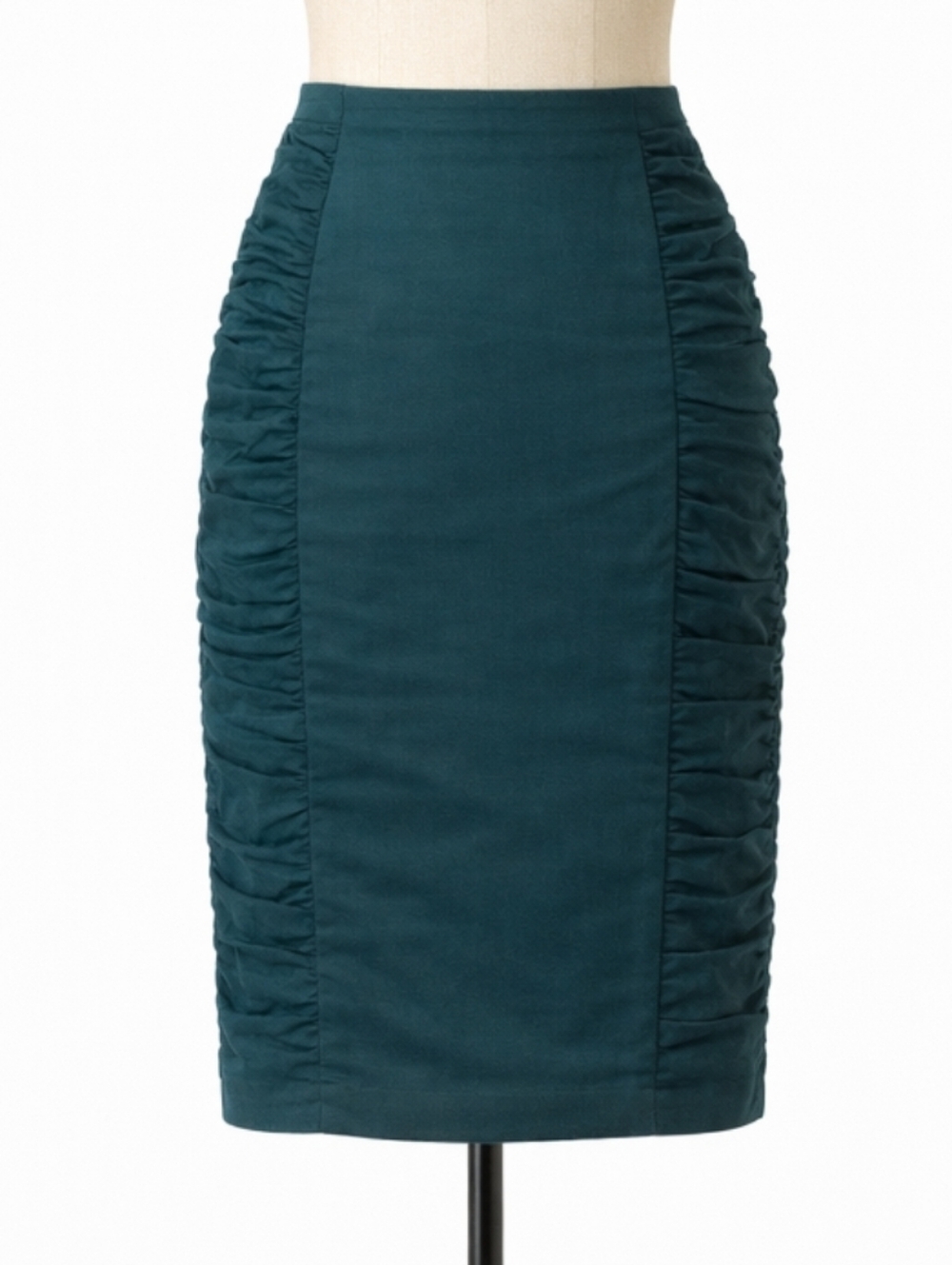 Anthropologie Cartonnier Teal Ruched Pencil Skirt Size 6 Career Office Workwear
